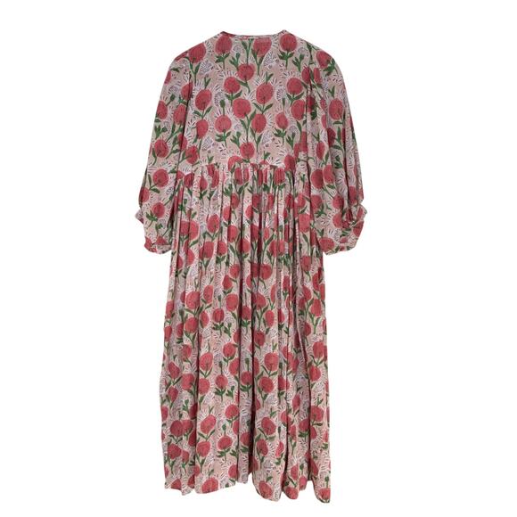 Indian Block Print Dress Floral Cotton Kyra Boho Midi Womens Small - Picture 6 of 6